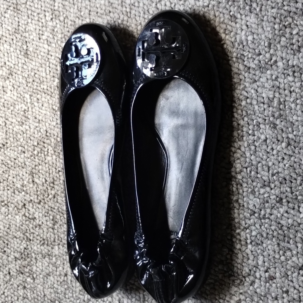 Tory Burch, Blk Patent Leather Flats, Size 10.5